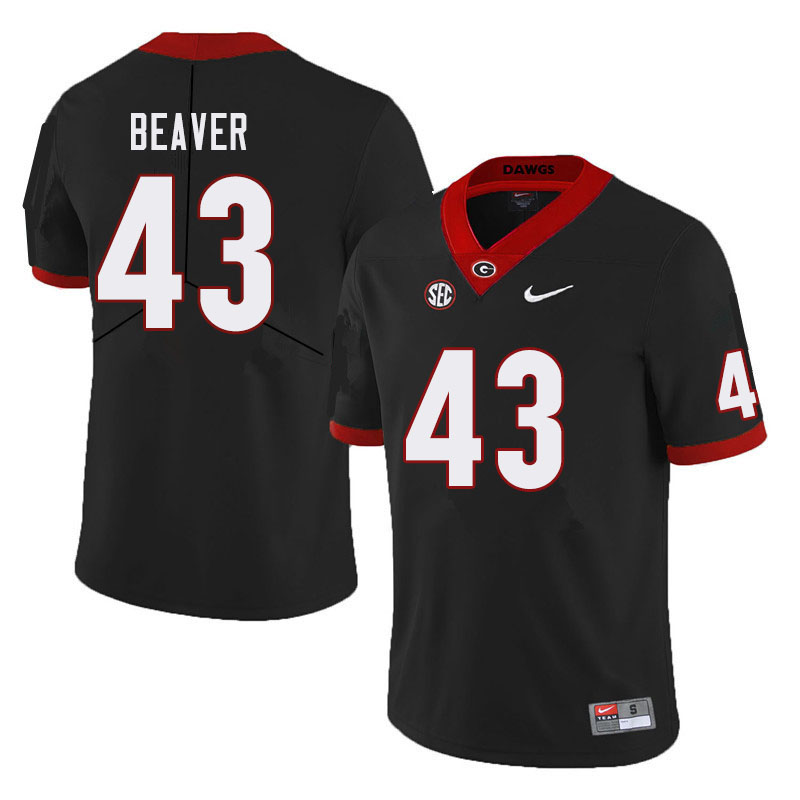 Men #43 Tyler Beaver Georgia Bulldogs College Football Jerseys Sale-Black